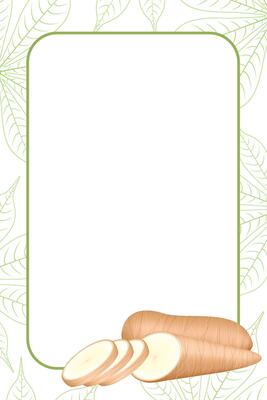 banner frame of a cassava fresh, copy space, cassava cut slice for tapioca flour industry or ethanol, pile yucca cassava tuber on frame, raw manioc cassava on template banner empty