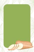 banner frame of cassava fresh for copy space, cassava cut slice for tapioca flour industry or ethanol, pile yucca cassava tuber on frame, raw manioc cassava on template banner background empty vector
