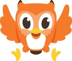 orange owl cartoon character is happy with a pose of spreading both hands vector