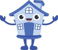 cartoon character house is happy with a pose of spreading both hands vector