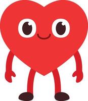 cartoon heart character standing with both feet facing forward vector