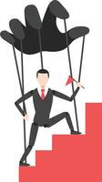 business character like a puppet with a winning pose vector