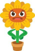 sunflower cartoon character is angry with both hands on the waist pose vector