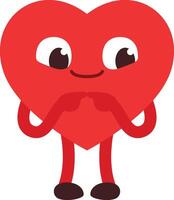 cartoon character heart is blushing with a pose playing with both fingers vector