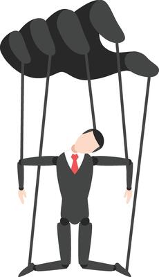 business characters like puppets with helpless poses