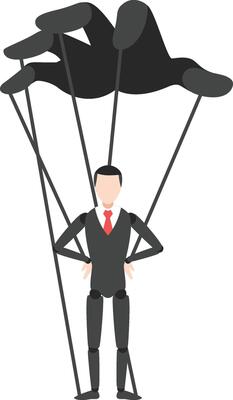 business character like a puppet with a confident pose