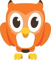 orange owl cartoon character is standing with both legs facing forward vector