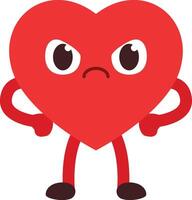 cartoon character of heart is angry with both fists clenched vector