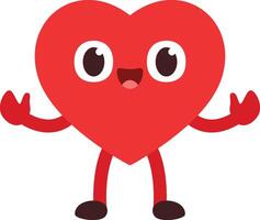 cartoon character heart is happy with a pose of spreading both hands vector