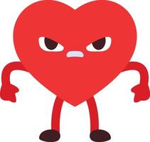 Angry heart cartoon character with both hands on waist vector