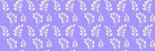 Seamless pattern with elegant leafy branches on a violet, purple, lavender background. Modern minimalist botanical plain design, ideas for textiles, wallpapers, packaging, invitations vector