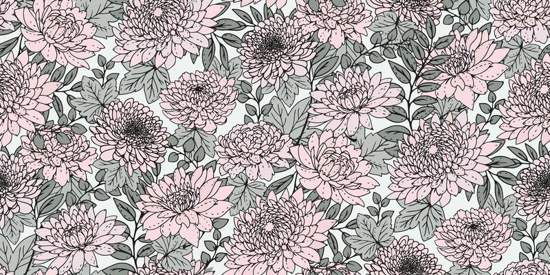 Blooming meadow seamless floral pattern. Abstract artistic flowers and leaf print on a light background. drawn botanical illustration. Nature ornament for designs, fabric, textiles, fashion