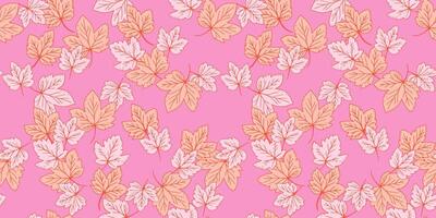 Seamless autumn pattern featuring maple leaves on pink background. Colorful leaves create a natural, elegant design perfect for fabric, wallpaper, and stationery vector