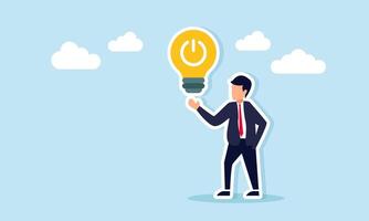 Businessman Showing Shutdown Light Bulb as a Symbol of Business Innovation Idea Availability vector