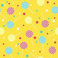 Seamless yellow pattern with lollipops for wallpaper, fabric print, wrapping paper, birthday party design vector