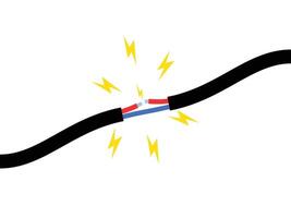 Broken electrical wire, High voltage spark, short circuit vector