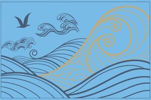Flowing Wave Digital pattern Art vector