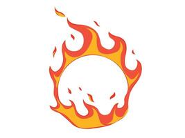 Fire in the shape of a circle with an empty space in the middle, fiery frame vector
