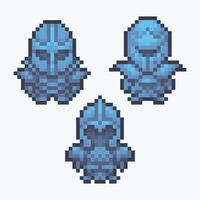cute blue armor set in pixel art style with isolated background vector