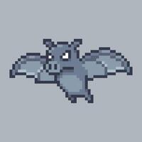 a bat animal character in pixel art style with isolated background vector