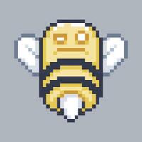 bee monster character in pixel art style with isolated background vector