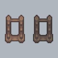 top view stand weapon rack in pixel art style with isolated background vector