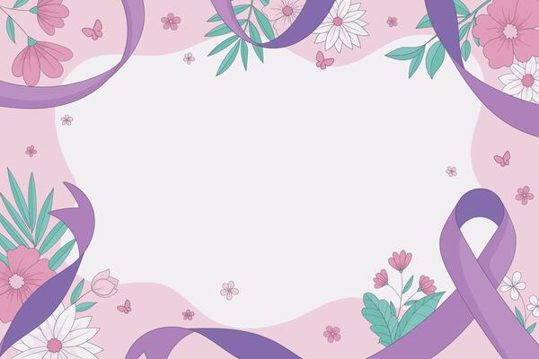 flower and purple ribbon frame background in horizontal screen