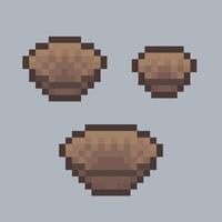 bowls set with different size in pixel art style vector