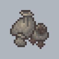 pile of coffee sacks in pixel art style with isolated background vector