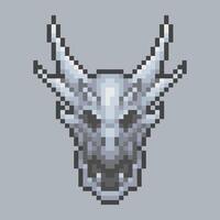 dragon head skull in pixel art style with isolated background vector