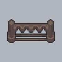 top view long empty weapon rack in pixel art style vector
