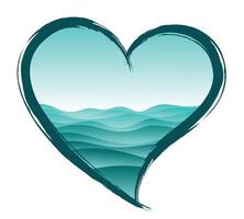 Symbol of heart with sea. vector
