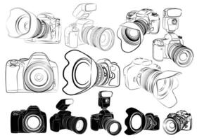 Sketches of cameras. vector