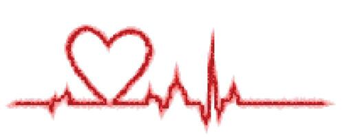 Pixel heart with pulse. vector