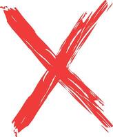 Red cross icon in brush . Hand drawn X mark symbol . Delete icon . Reject icon . illustration vector