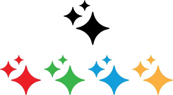 Colorful shine icon set in different colors . Sparkles icon . Clean shining icon . illustration