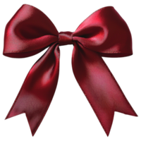 Luxurious deep red ribbon bow with festive png