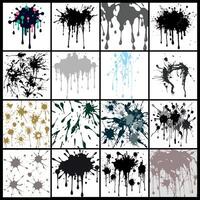 Set of Abstract Artistic Paint Splatter Texture for Creative Design Projects vector