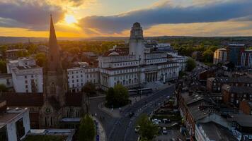 07-05-2025 Leeds, United Kingdom. Leeds City Central Showing the Parkinson Building at Sunset photo