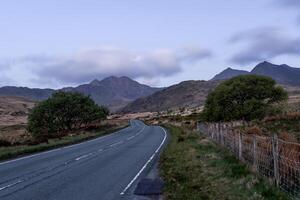 Serene Road Leading to Majestic Mountains photo