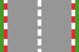 section of road with single white line marking, top view in cartoon style in primitive square blocks vector