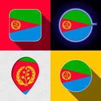 Set of modern icons with the national flag of Eritrea. vector