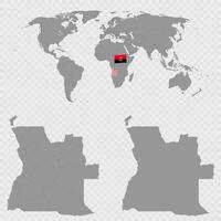 Angola Map Set with World Location. vector