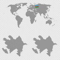 Azerbaijan Map Set with World Location. vector