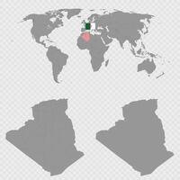 Algeria Map Set with World Location. vector
