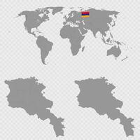 Armenia Map Set with World Location. vector