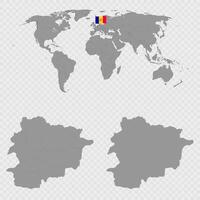 Andorra Map Set with World Location. vector
