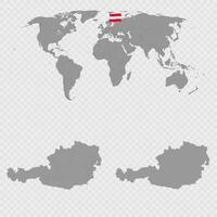 Austria Map Set with World Location. vector