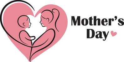 mothers day logo with a heart and a mother and child vector