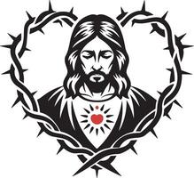 Sacred Heart of Jesus Silhouette Holy Christian Symbol vector